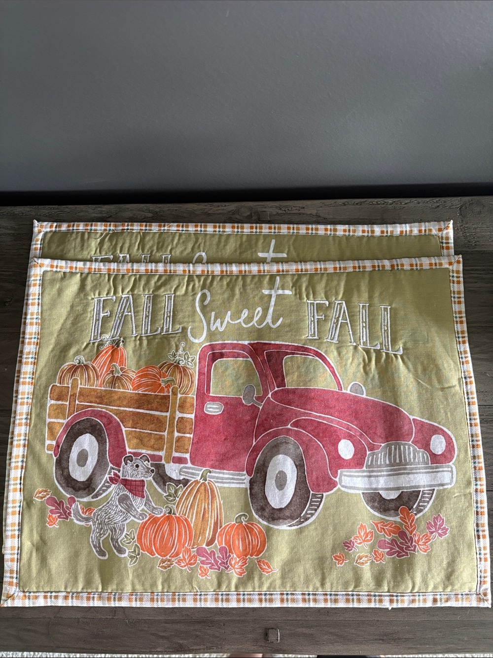 Fall Sweet Fall Truck Placemat - Red Truck with Pumpkins